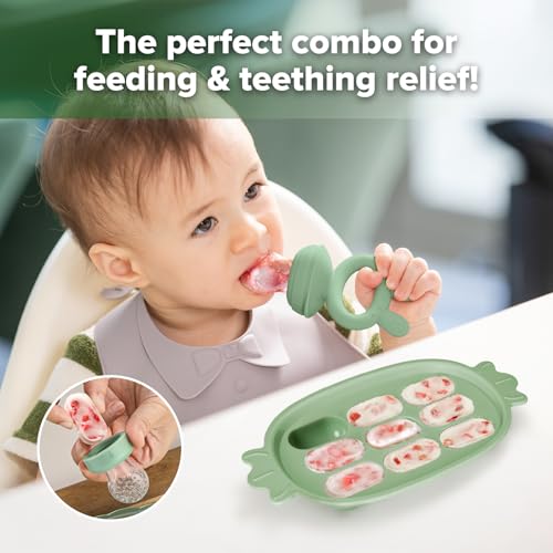 Haakaa Breastmilk Popsicle Mold for Baby Cooling Relief - BPA Free Pea Green