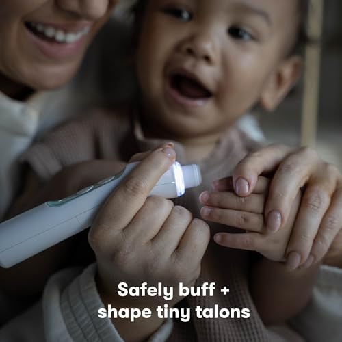 Frida Baby Safe & Easy Electric Nail File for Newborn, Toddler, or Children Fingernails & Toenails, 4 Buffer Pads, LED L