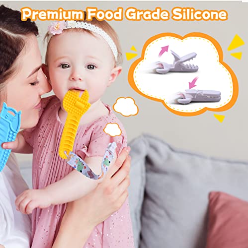 BPA Free Silicone Baby Teething Toys for 0-6 Months - Molar Teether Chew Toys Set - Hammer Wrench Scissors Shape Gift Se
