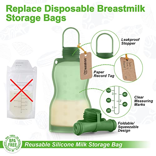 Haakaa & Happii Silicone Breast Milk Storage Bag SetReusable Milk Collector for Breastfeeding Moms|Refillable Breast Mil